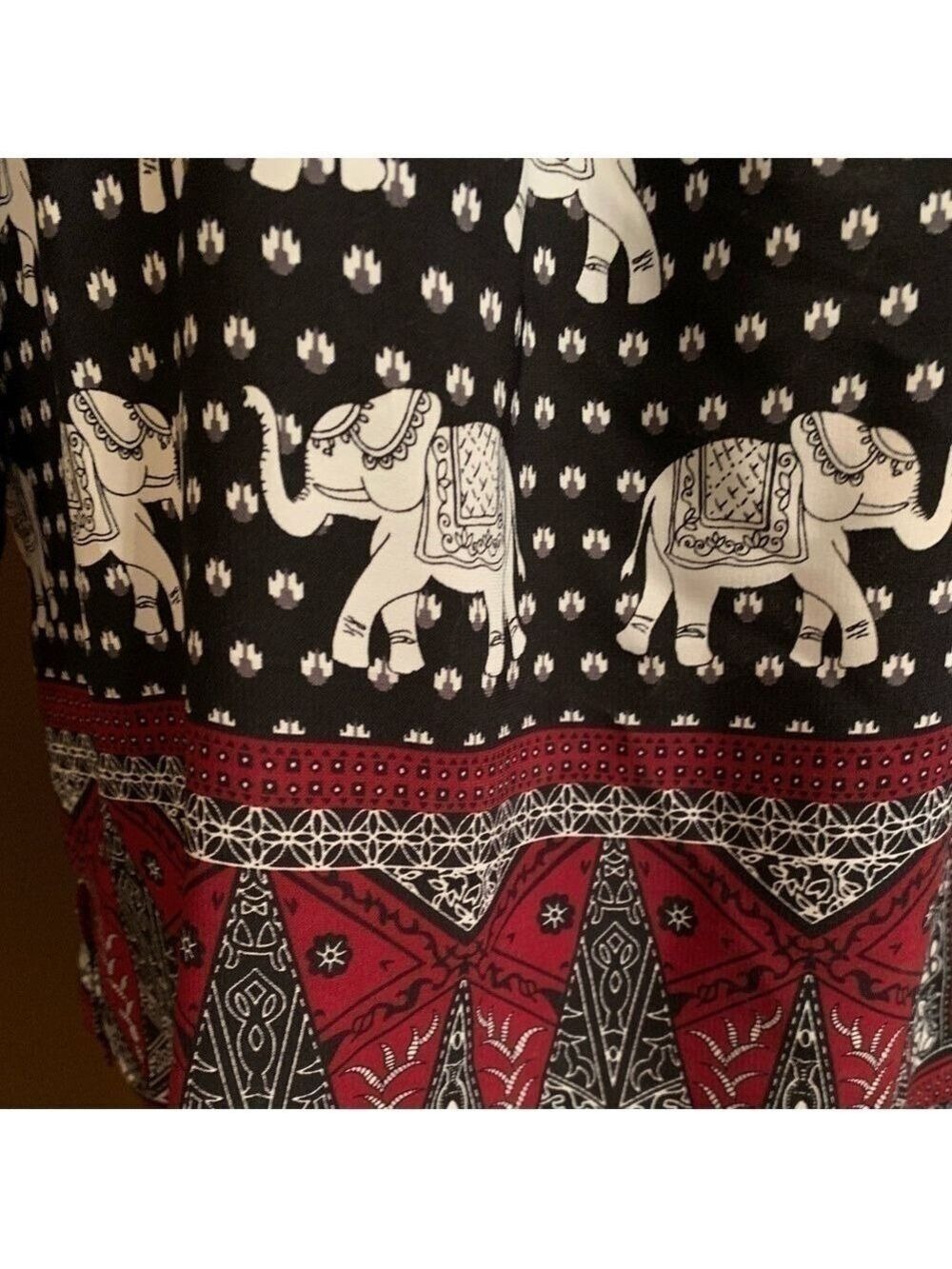 Pink Owl Elephant Pullover Blouse With 3/4 Length Sleeves and Slitted Sides - Picture 3 of 7
